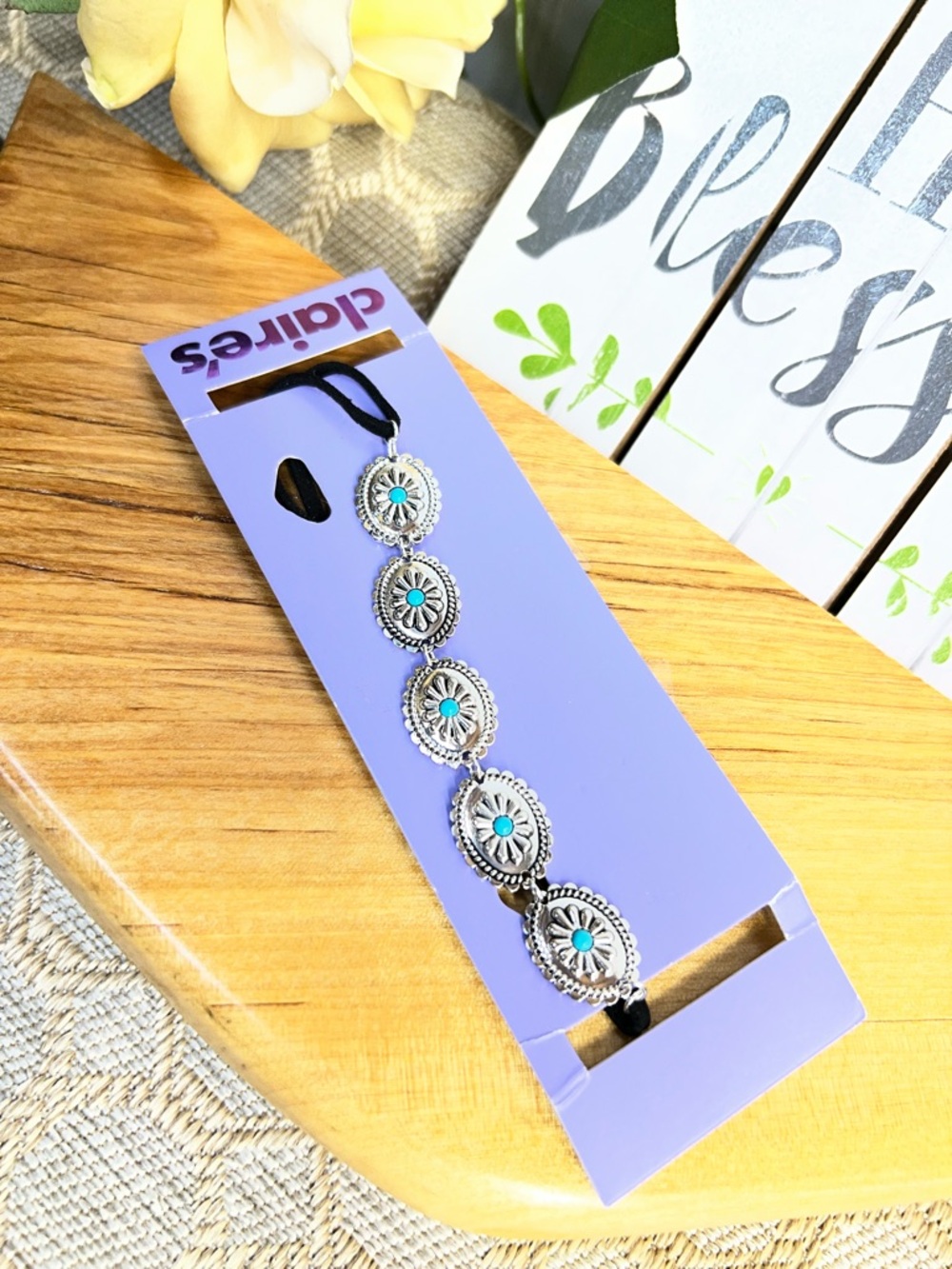 Burnished Silver tone Turquoise Medallion Choker Necklace Cowgirl Western Rodeo